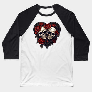 Valentines day Skulls and bones Baseball T-Shirt